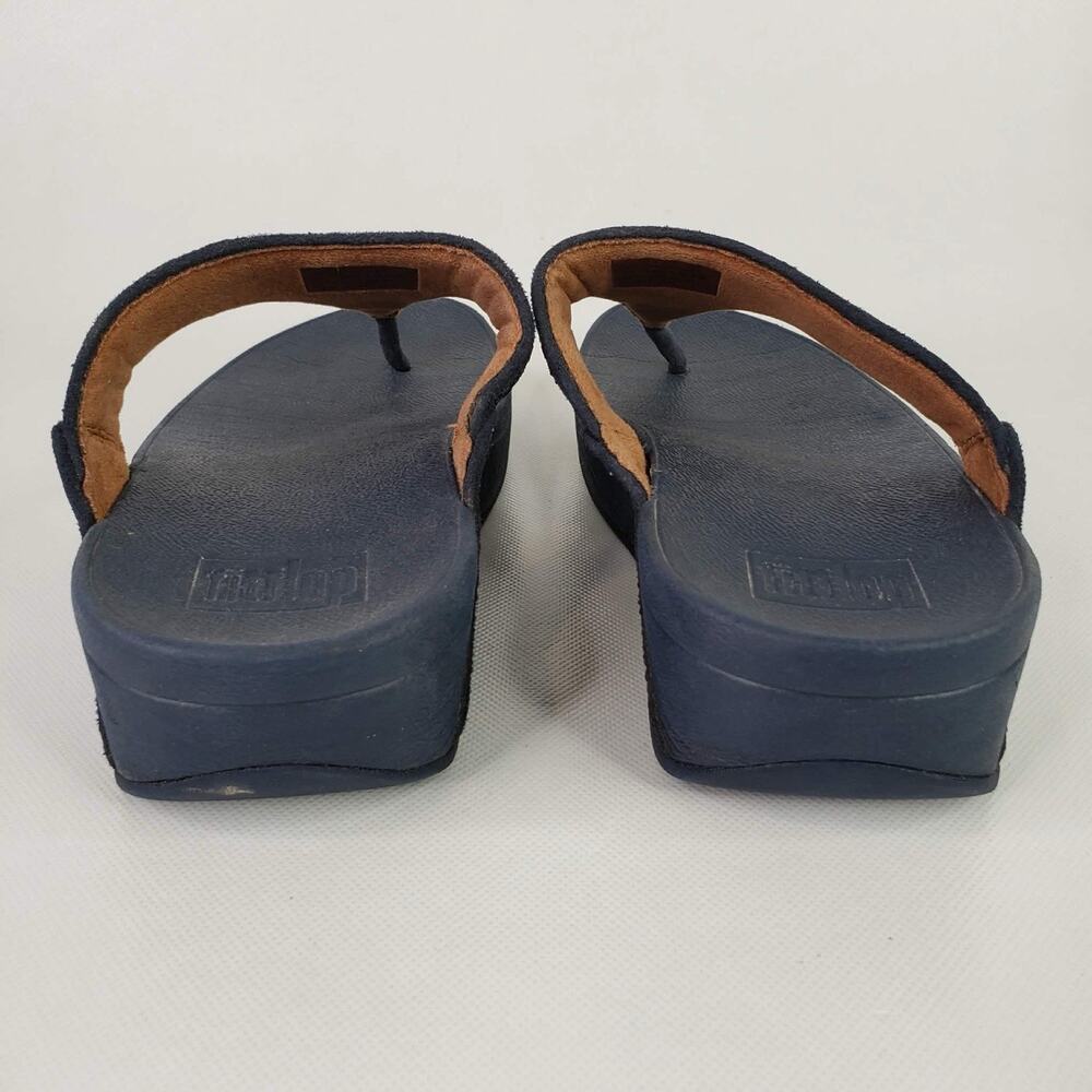 FitFlop Lulu Thong Sandals Women's Size 7 Blue Glitter Slip On Comfort Shoes - Picture 2 of 9